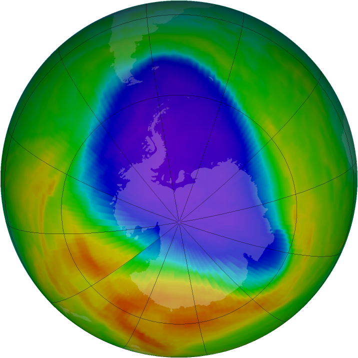 Antarctic ozone map for 13 October 2000